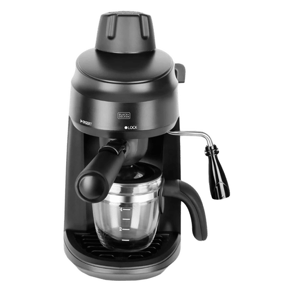 BLACK+DECKER BXCM0401IN 870 Watt 4 Cups Automatic Cappuccino & Espresso Coffee Maker with Detachable Drip Tray (Black)_1