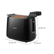 PHILIPS Daily Collection 550-650W 2 Slice Pop-Up Toaster with Integrated Bun Rack (Black)_2