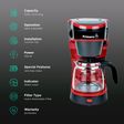 morphy richards Primero 750 Watt 6 Cups Automatic Drip Coffee Maker with Anti Drip Function (Black/Red)_3
