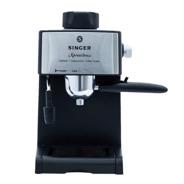 SINGER Xpress Brew 800 Watt 4 Cups Manual Cappuccino & Espresso Coffee Maker with Removable Drip Tray (Black)_1