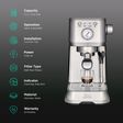 Solis Perfella Plus 1700 Watt 2 Cups Semi-Automatic Espresso Coffee Maker with Integrated Monometer (Silver)_3
