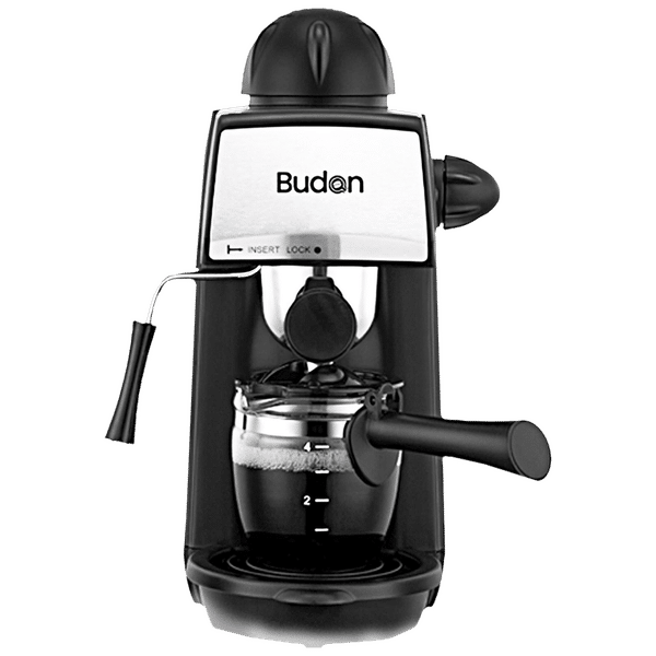 Budan 870 Watt 4 Cups Semi-Automatic Espresso Coffee Maker with Anti Slip Base (Black/Silver)_1