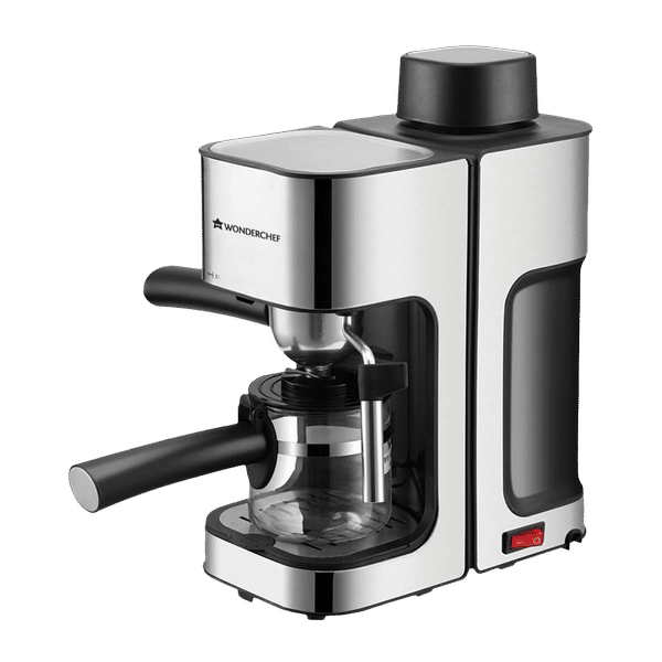 WONDERCHEF Regalia 1000 Watt 4 Cups Automatic Espresso, Cappuccino & Latte Coffee Maker with Removable Drip Tray (Steel)_1
