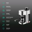 WONDERCHEF Regalia 1000 Watt 4 Cups Automatic Espresso, Cappuccino & Latte Coffee Maker with Removable Drip Tray (Steel)_3
