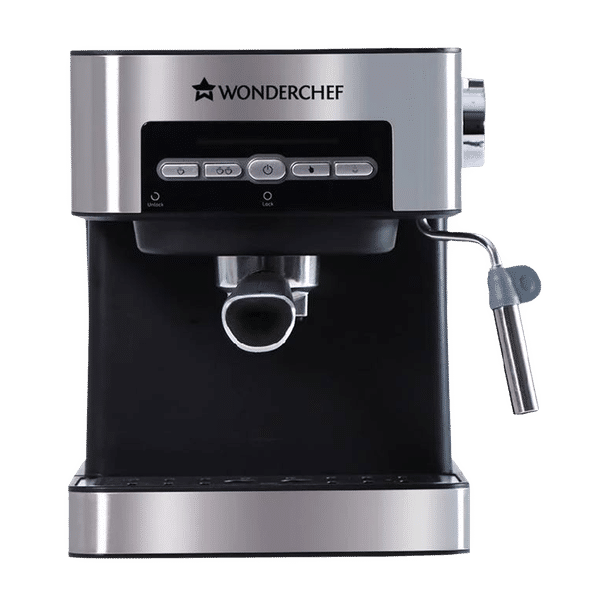 WONDERCHEF Regalia 800 Watt 2 Cups Semi-Automatic Espresso, Cappuccino, Latte, Macchiato & Ristretto Coffee Maker with Anti Slip Base (Steel)_1