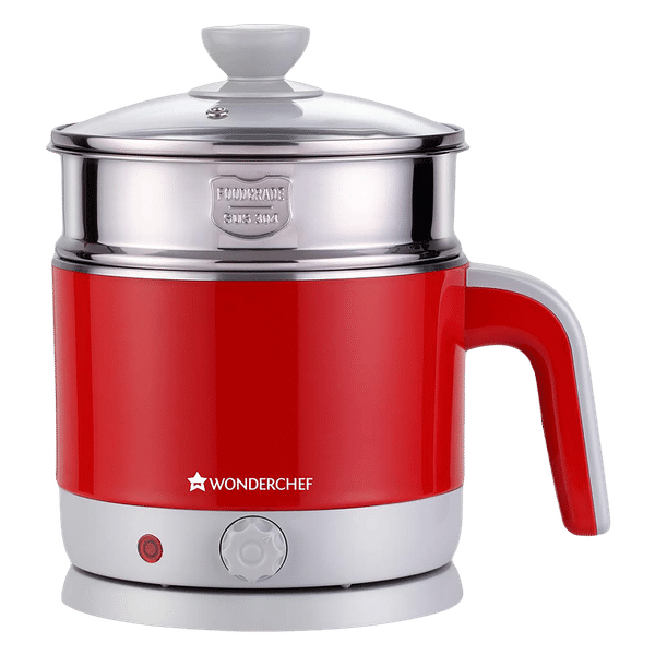 WONDERCHEF Luxe 1000 Watt 1.2 Litre Multi Cook Electric Kettle with Cordless Power Base (Red)_1
