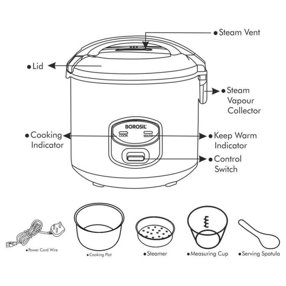 Buy BOROSIL Pronto Deluxe II 1.8 Litre Electric Rice Cooker with ...