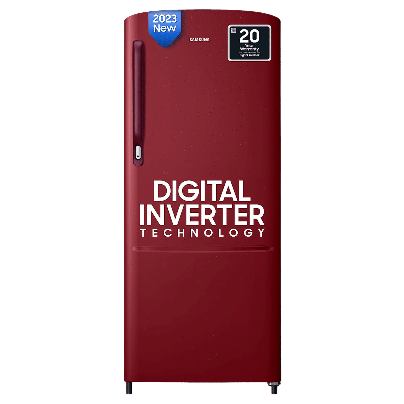 [Use IDFC BANK Credit Card on Tataneu App] SAMSUNG 183 Litres 2 Star Direct Cool Single Door Refrigerator with Toughened Glass Shelves (RR20C2412RH/NL, Scarlet Red)