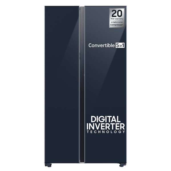 SAMSUNG 653 Litres 3 Star Frost Free Side by Side Door Smart Wi-Fi Enabled Refrigerator with Twin Cooling Plus (RS76CB81A341HL, Glam Navy)_1