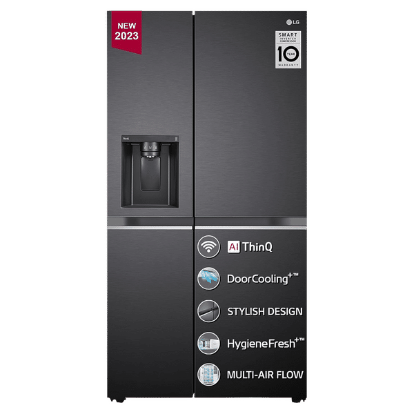 LG 635 Litres 3 Star Frost Free Double Door Smart Wifi Enabled Refrigerator with Deodorizer (GL-L257CMCX, Matt Black)_1