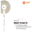 Orient Stand 33 40cm Sweep 3 Blade Pedestal Fan (Superior Blades, 2121605111120, Signal White)_2