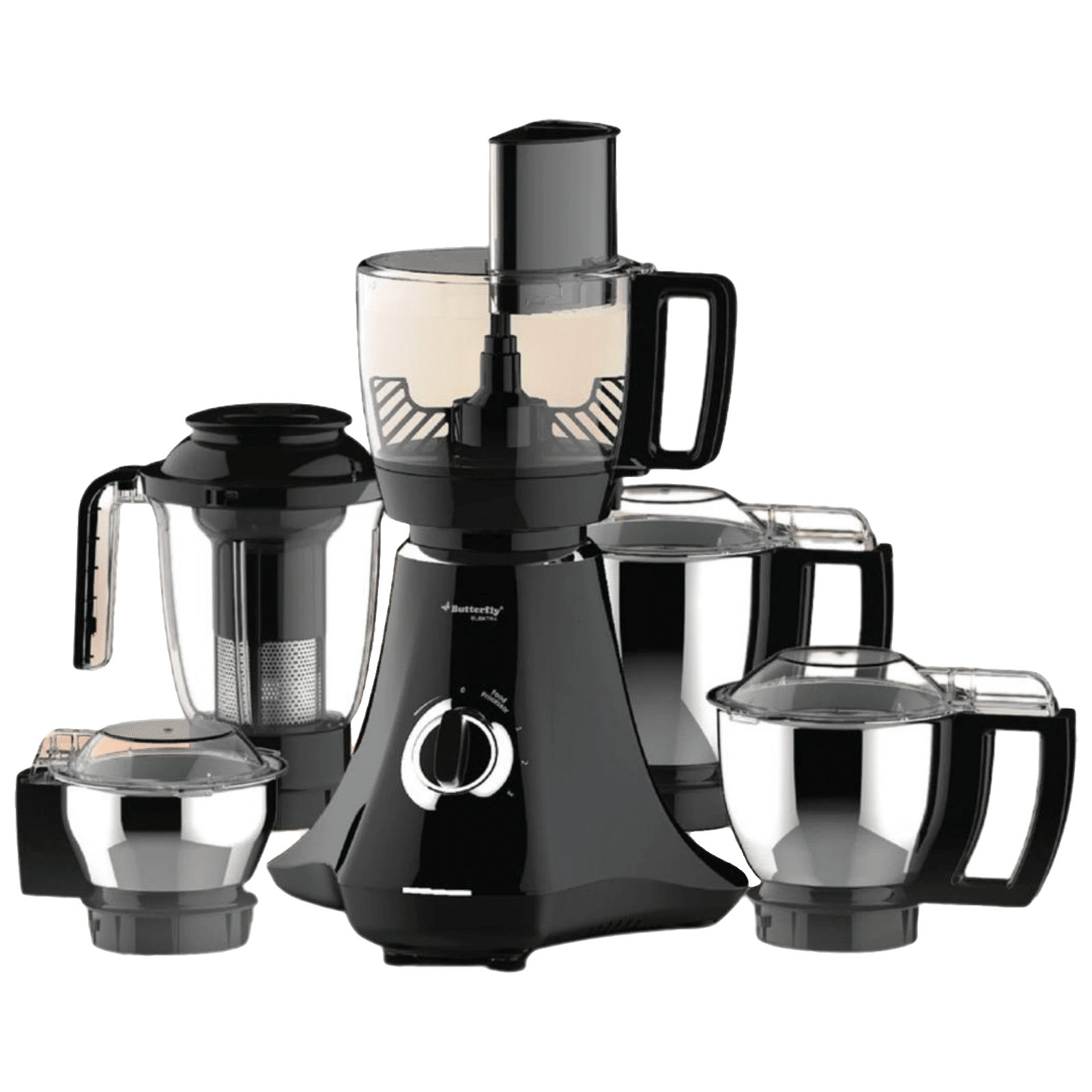 Butterfly ELEKTRA 750 Watt 6 Jars Juicer Mixer Grinder (21000 RPM, FPSS Technology, Black)