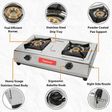 Fabiano FAB2BRSMSMART 2 Burner Manual Gas Stove (Stainless Steel Drip Tray, Silver)_4