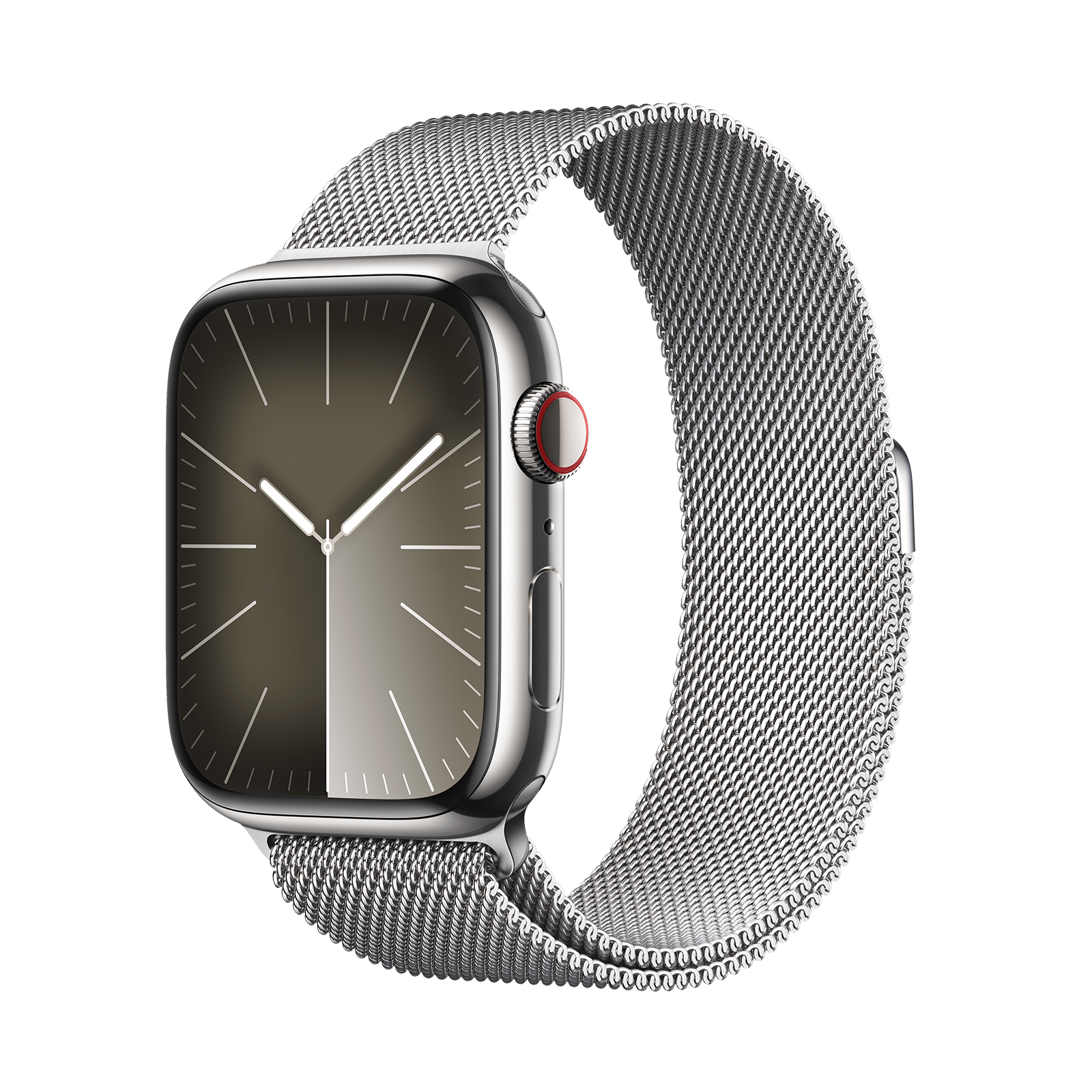 Apple Watch Series 9 GPS+Cellular with Silver Milanese Loop - M/L (45mm Display, Silver Stainless Steel Case)