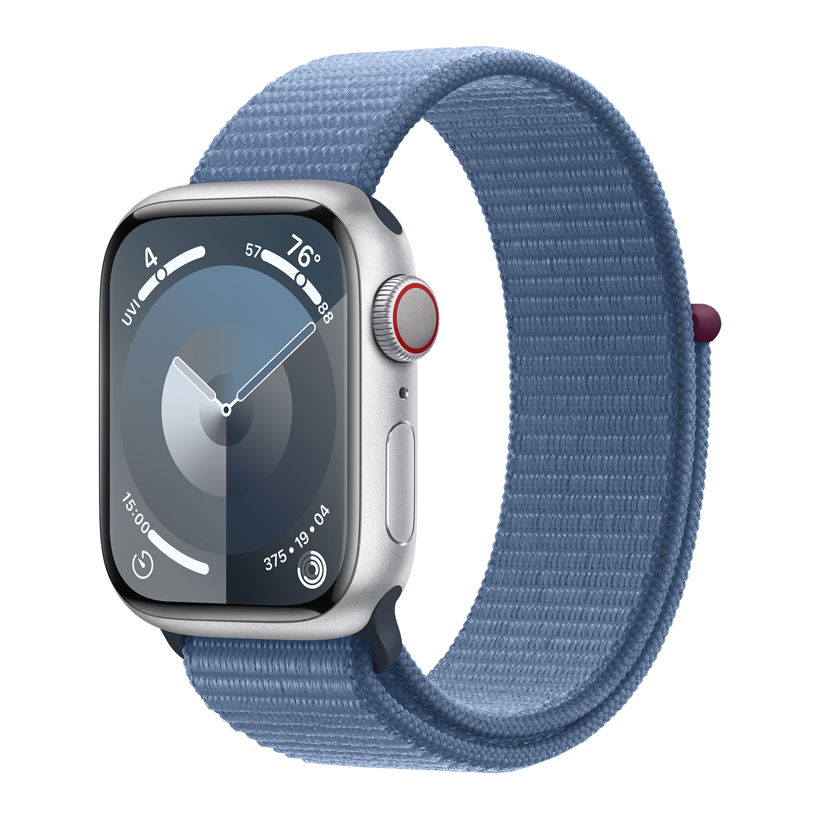 Apple Watch Series 9 GPS+Cellular with Winter Blue Sport Loop - S/M (41mm Display, Silver Aluminium Case)