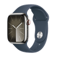 Apple Watch Series 9 GPS+Cellular with Storm Blue Sport Band - S/M (41mm Display, Silver Stainless Steel Case)_1
