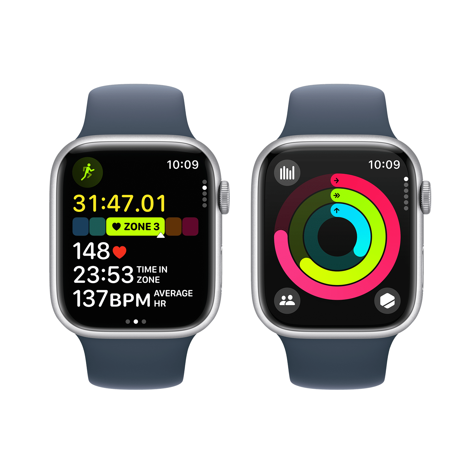 Buy Apple Watch Series 9 GPS with Storm Blue Sport Band - S/M (45mm ...