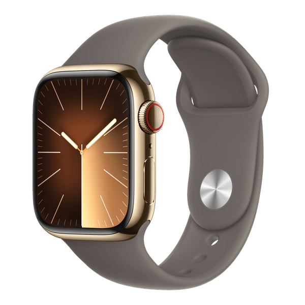 Apple Watch Series 9 GPS+Cellular with Clay Sport Band - S/M (41mm Display, Gold Stainless SteelCase)_1