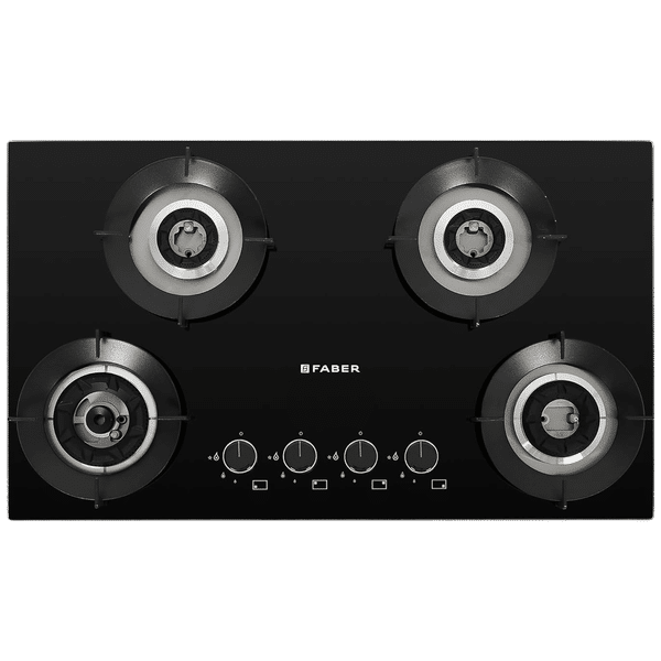 FABER SUPERIA HT764 BR AI Toughened Glass Top 4 Burner Automatic Gas Hob (Fully Concealed Drip Tray, Black)_1