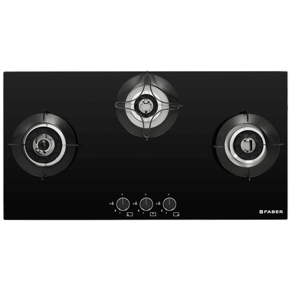 FABER SUPERIA HT903 BR AI Toughened Glass Top 3 Burner Automatic Gas Hob (Fully Concealed Drip Tray, Black)_1