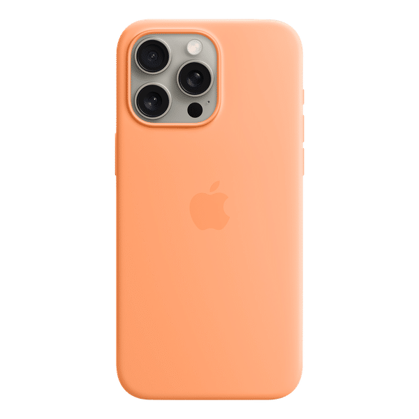 Apple Soft Silicone Back Cover for Apple iPhone 15 Pro Max (MagSafe Charging Support, Orange Sorbet)_1