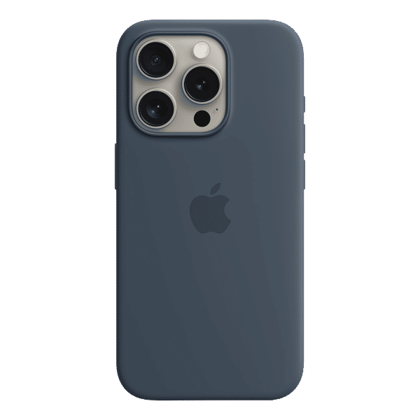 Apple Soft Silicone Back Cover for Apple iPhone 15 Pro (MagSafe Charging Support, Storm Blue)_1