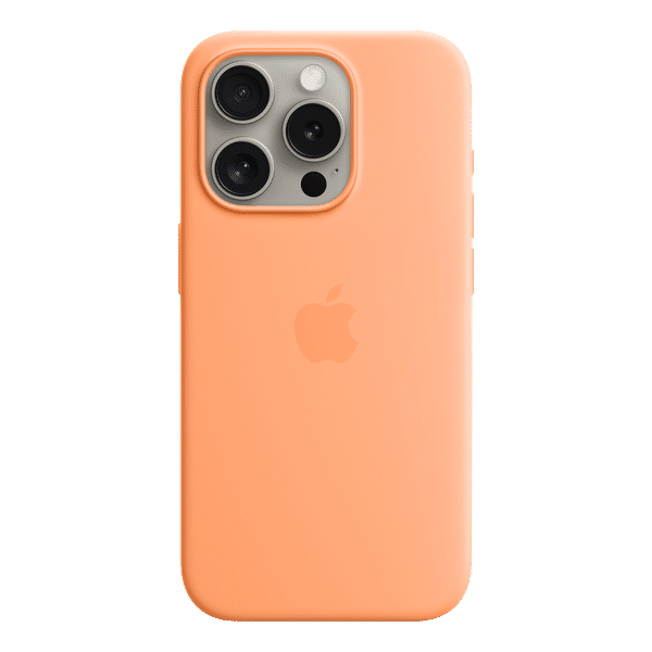 Apple Soft Silicone Back Cover for Apple iPhone 15 Pro (MagSafe Charging Support, Orange Sorbet)_1