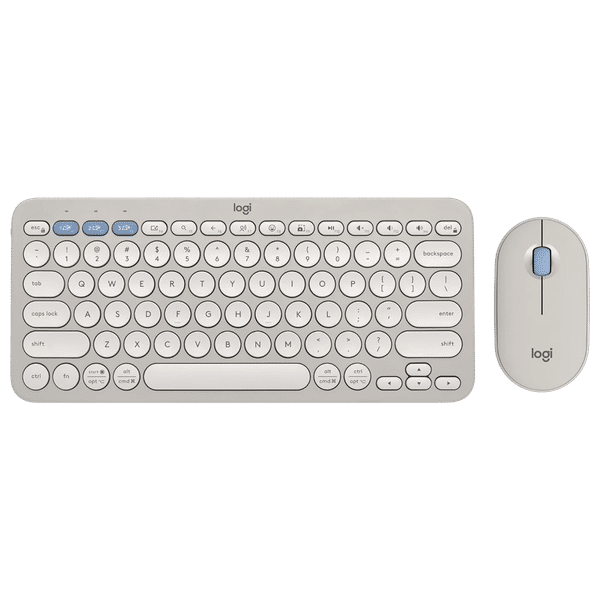 logitech Pebble 2 Wireless Keyboard and Mouse Combo (Quiet and Customizable, Tonal Sand)_1