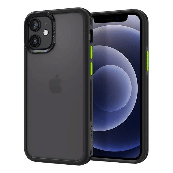 spigen Cyrill Color Brick Hard TPU & Polycarbonate Back Cover for Apple iPhone 12 Mini (Supports Wireless Charging, Black)_1