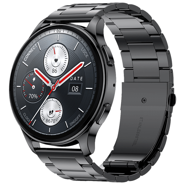 amazfit Pop 3R Smartwatch with Bluetooth Calling (36.32mm AMOLED Display, IP68 Water Resistant, Metallic Black Strap)_1
