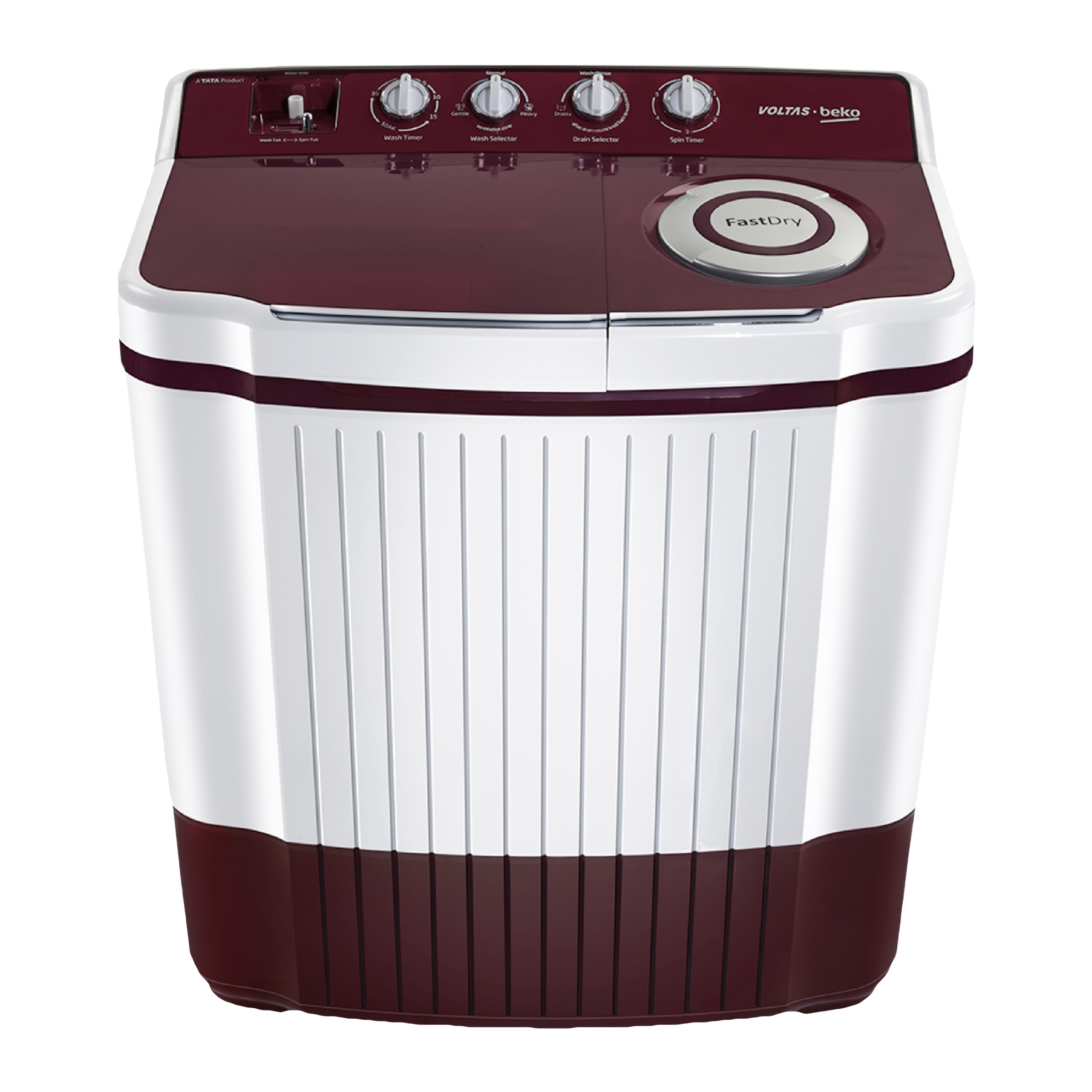 VOLTAS beko 7.5 kg 5 Star Semi Automatic Washing Machine with Water Level Adjuster (WTT75/BRTPRMDZ, Burgundy)