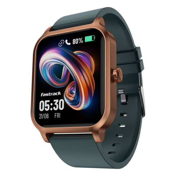 fastrack Rave FX Smartwatch with Bluetooth Calling (46.48mm UltraVU Display, IP68 Water Resistant, Teal Strap)_1