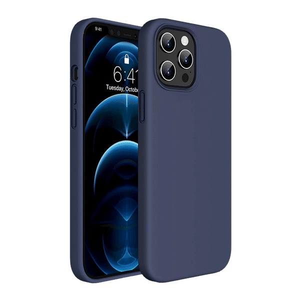 VAKU LUXOS Soft Liquid Silicon Back Cover for Apple iPhone 12 Pro Max (Wireless Charging Compatible​, Midnight Blue)_1