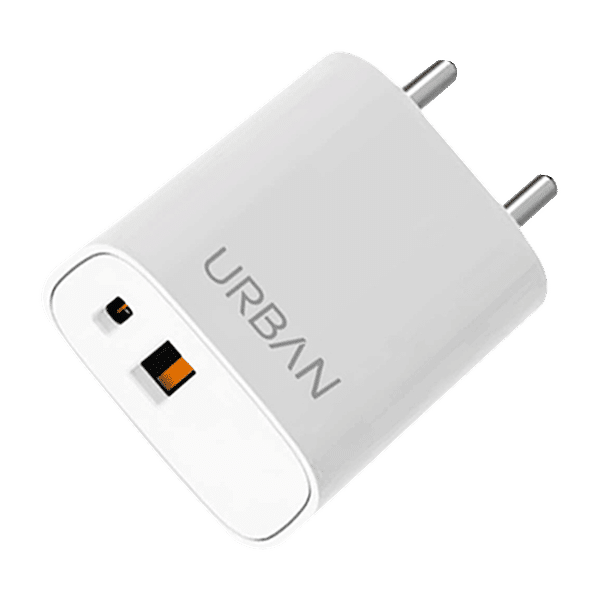 in base Urban Sprint 20W Type A & Type C 2-Port Fast Wall Charger (Adapter Only, Intelligent Power Saving, White)_1