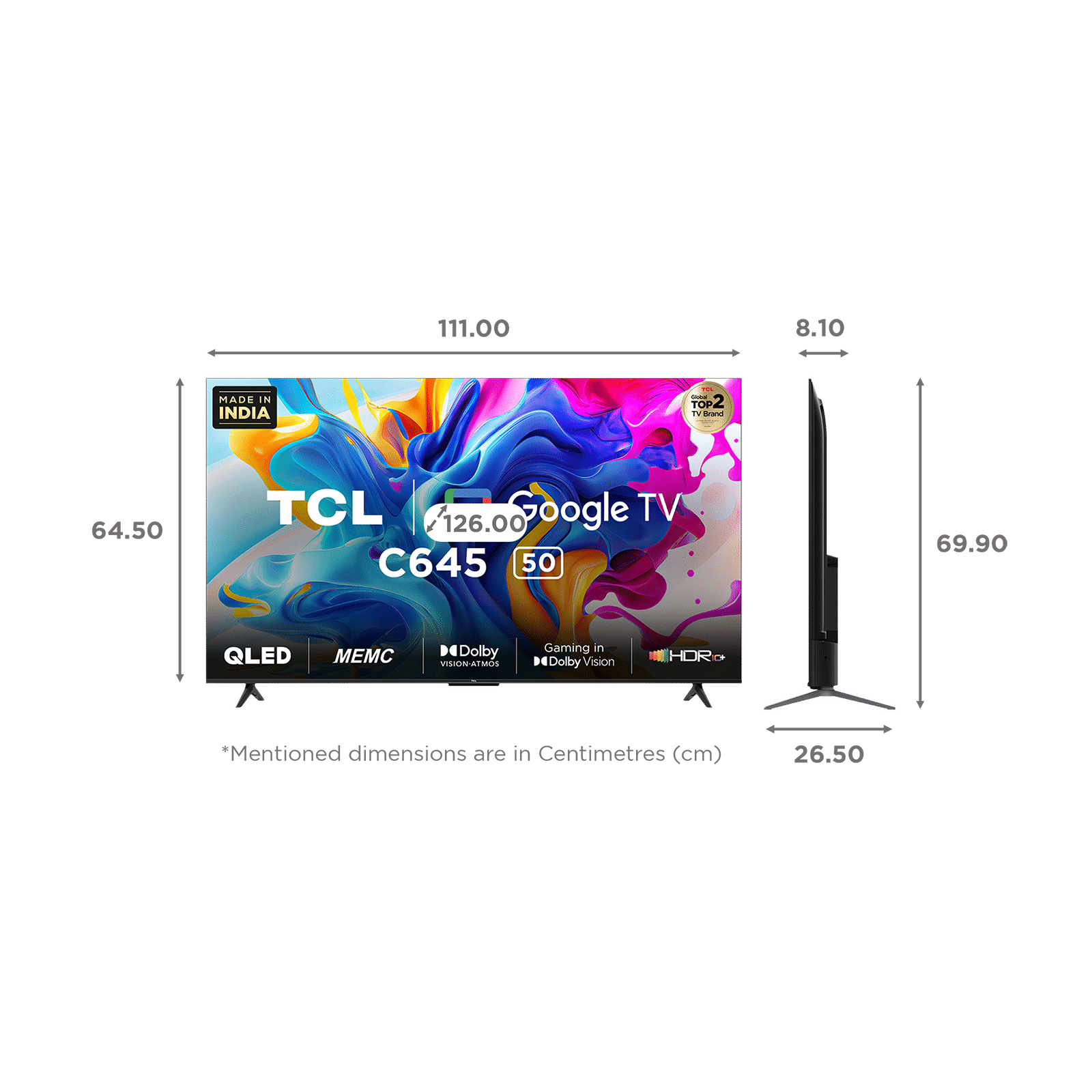 Buy TCL C645 126 cm (50 inch) QLED 4K Ultra HD Google TV with Dolby ...