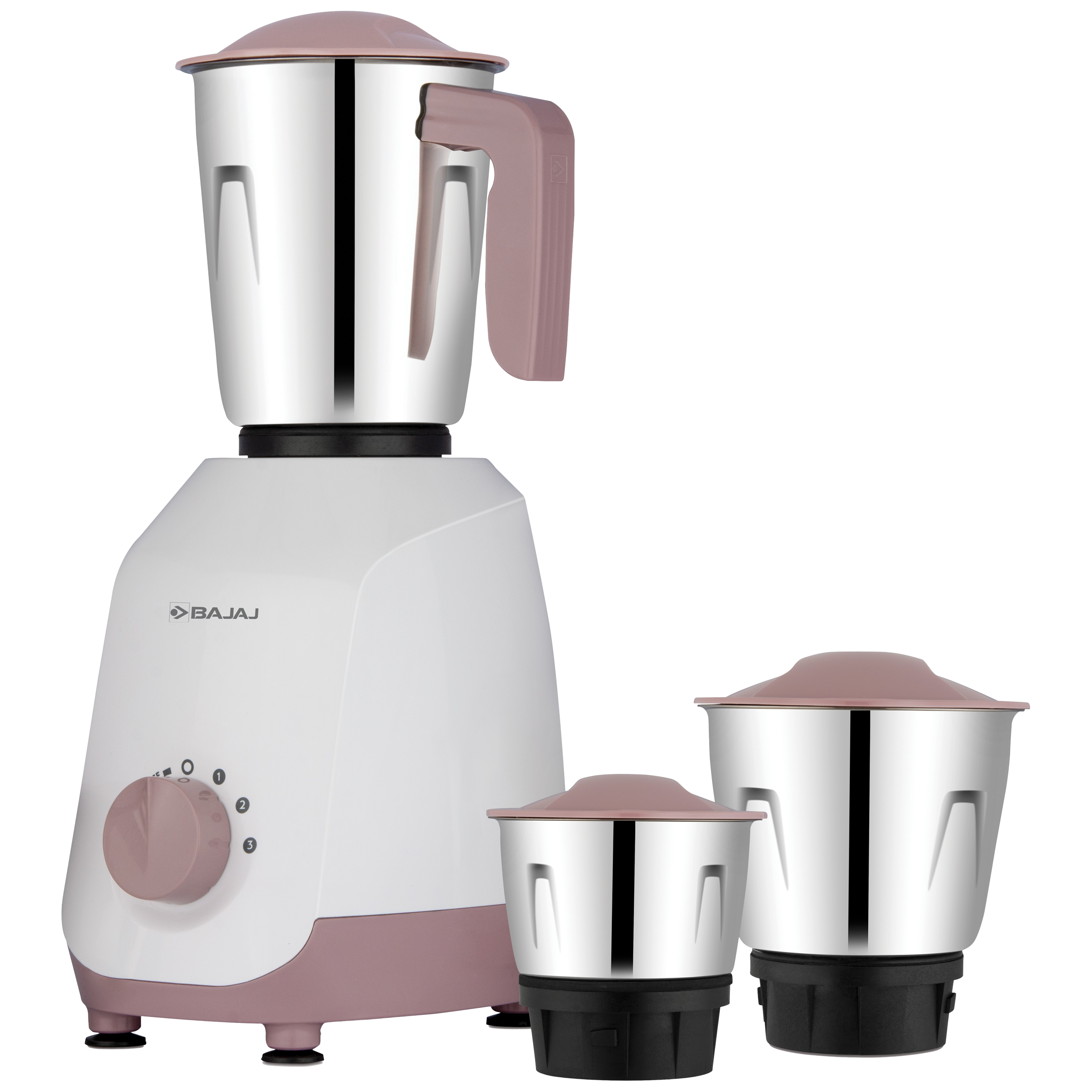 BAJAJ Ninja Series Gracio Lilac 500 Watt 3 Jars Mixer Grinder (20000 RPM, Pulse Mode, White and Lilac)