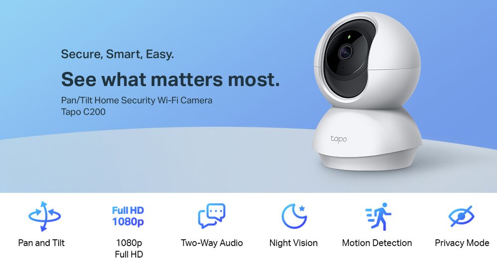 TP-Link (Tapo C200) Pan/Tilt Home Security Wi-Fi Camera (White), Max.  Camera Resolution: 1080p at Rs 2600/piece in Mumbai