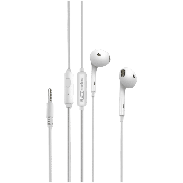 PORTRONICS Conch Beta Wired Earphone with Mic (In Ear, White)_1