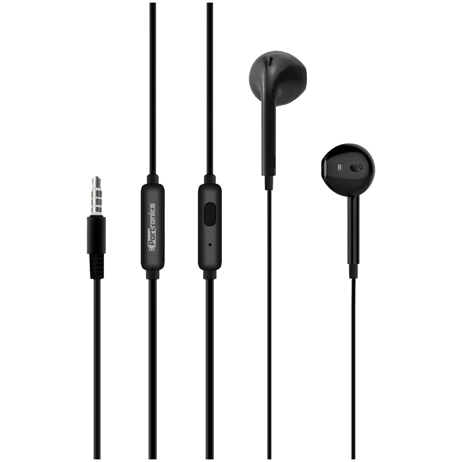 PORTRONICS Conch Beta Wired Earphone with Mic (In Ear, Black)