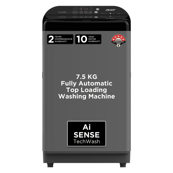 acer 7.5 kg 5 Star Fully Automatic Top Load Washing Machine (Halo Wash, AR75FATLP1GT, AiSense, Grey)_1