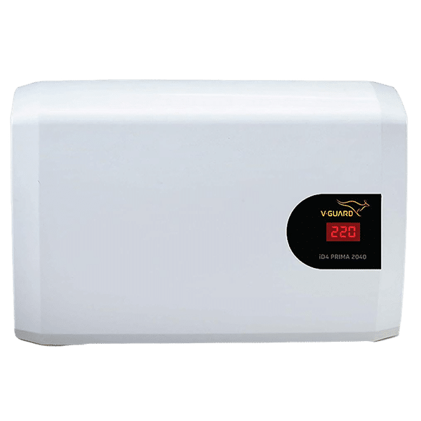 V-GUARD iD4 Prima 2040 12 Amps Voltage Stabilizer For Up to 1.5 Ton Air Conditioner (160V - 280 V, Thermal Overload Protection, White)_1