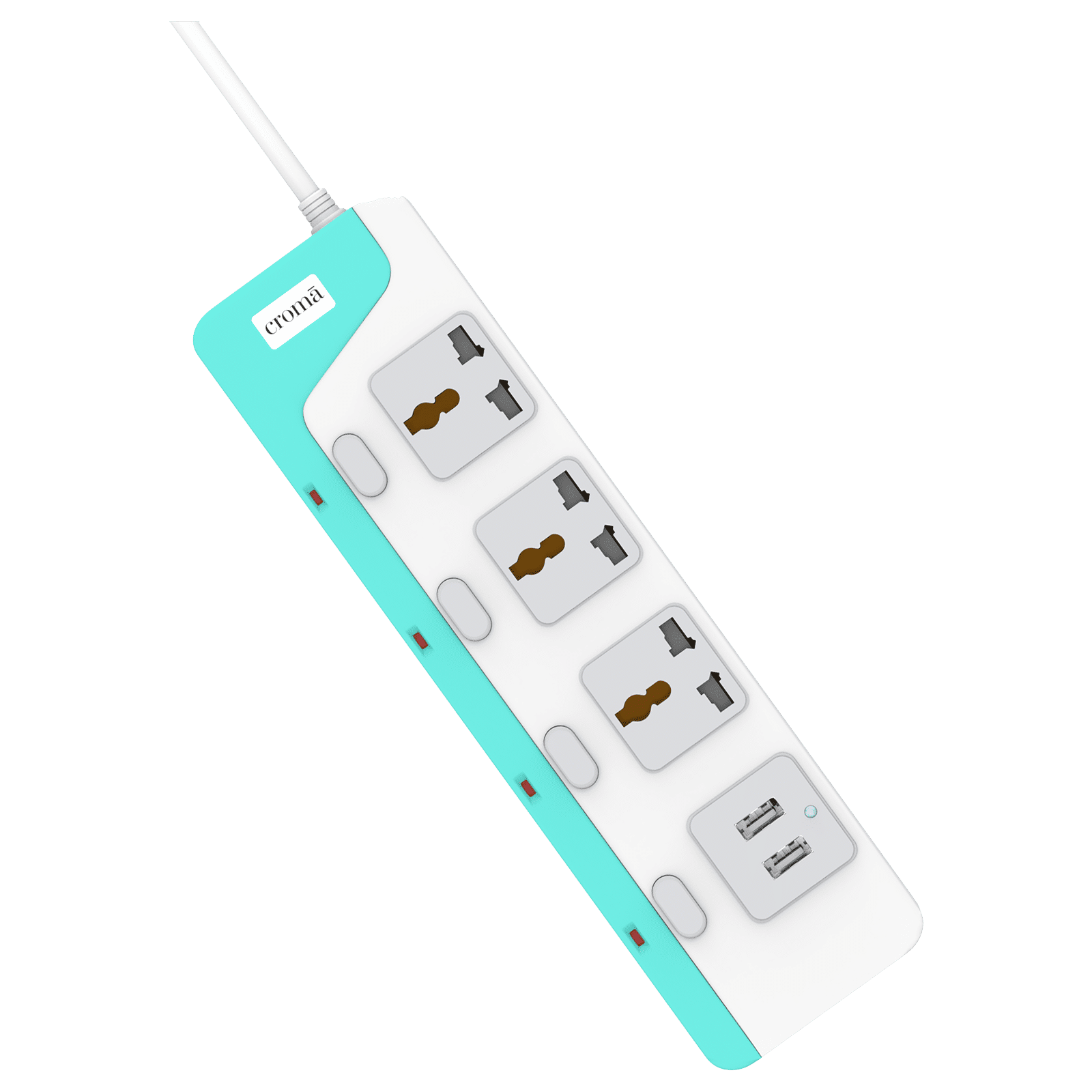 Buy Croma 2 Amps 3 Sockets Surge Protector With Individual Switch (3  Meters, Child Safety Shutter, CRCP1000, Blue) Online - Croma