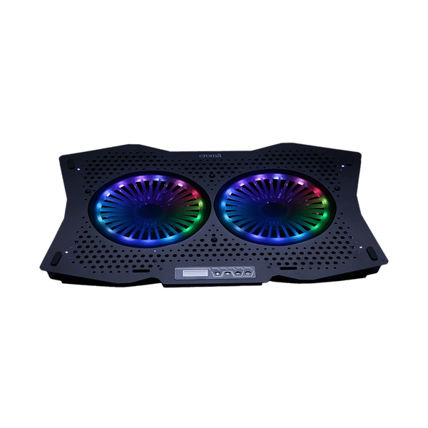Croma Cooling Pad for Laptops upto 18 Inch (RGB LED, DCX-AA4, Black)_1