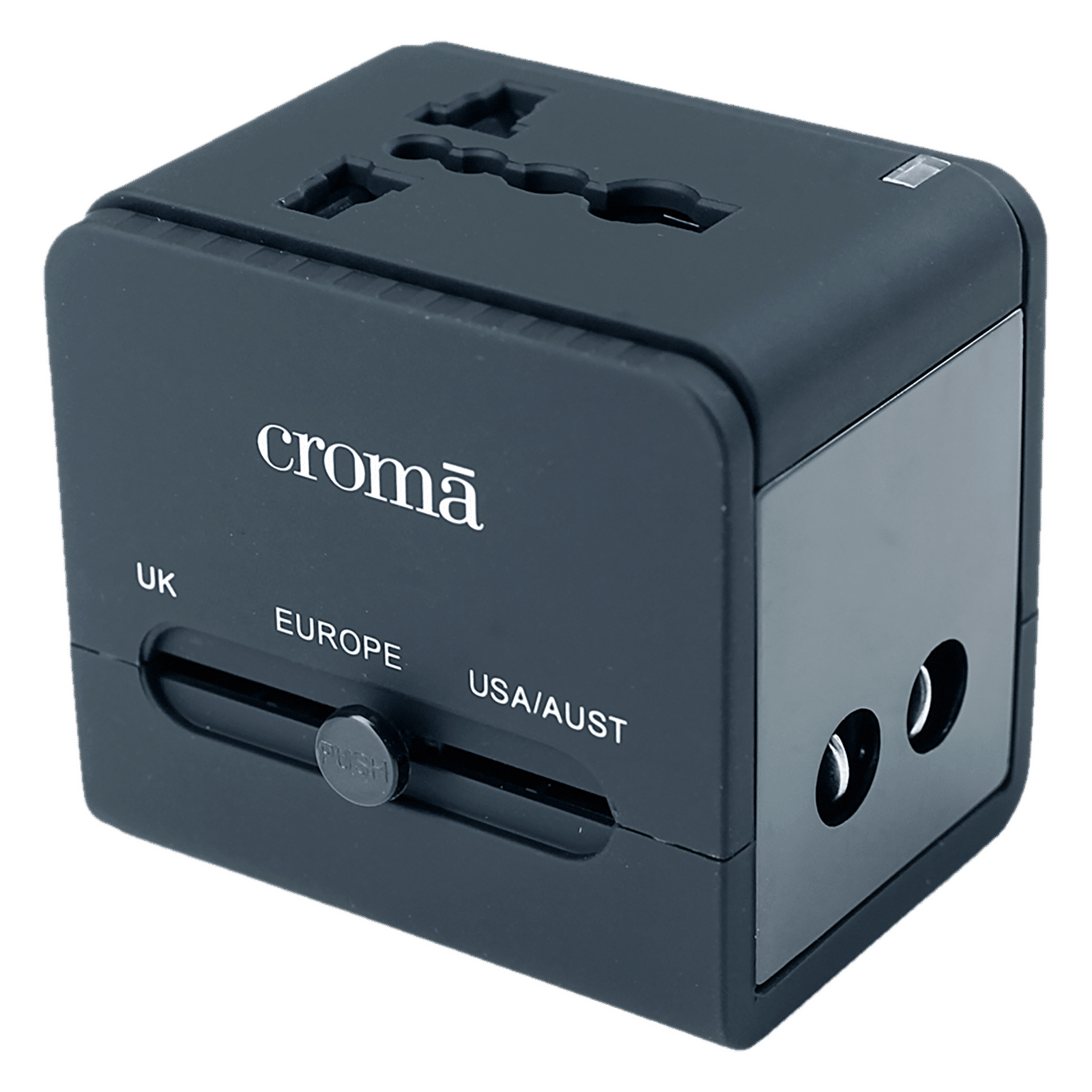 Buy Croma 4 Plugs Universal Travel Adapter (with Dual USB Port, CREP0144,  Black) Online - Croma