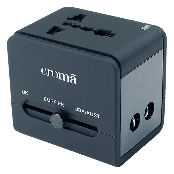 Croma 4 Plugs Universal Travel Adapter (with Dual USB Port, CREP0144, Black)_1