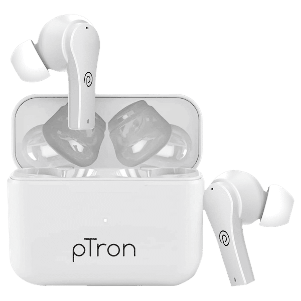 pTron Basspods Buds Plus TWS Earbuds with Environmental Noise Cancellation (IPX4 Water Resistant, 40 Hours Playtime, White)_1
