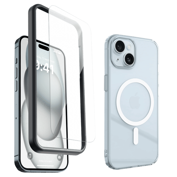 Dr. Vaku 2IN1 Defense Tempered Glass & Back Case Combo for iPhone 15 Plus (Anti-Scratch Design, Clear)_1