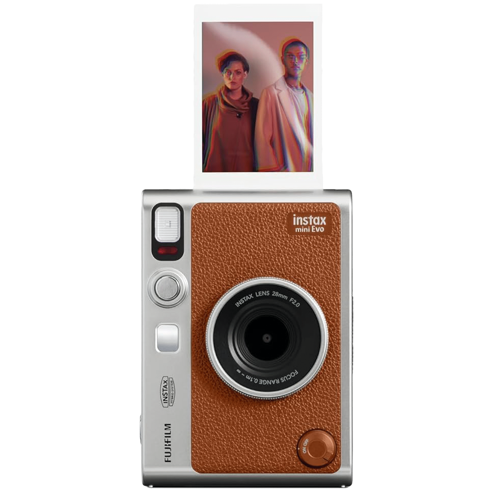 Fujifilm Instax mini Evo - Digitalkamera - kompakt med omedelbar  fotoskrivare - Bluetooth - brun