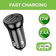 ultraprolink Mach12 12 Watts/2.4 Amps 2 USB Ports Type C Car Charging Adapter with Cable (Smart Charge, UM1144C, Black)_4