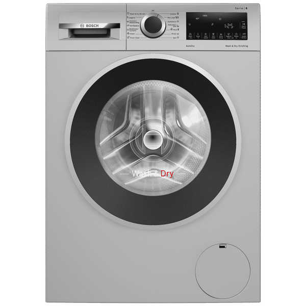 BOSCH 10.5/6 kg 5 Star Fully Automatic Front Load Washer Dryer(Series 6, WNA264U9IN, In-built Heater, Silver)_1